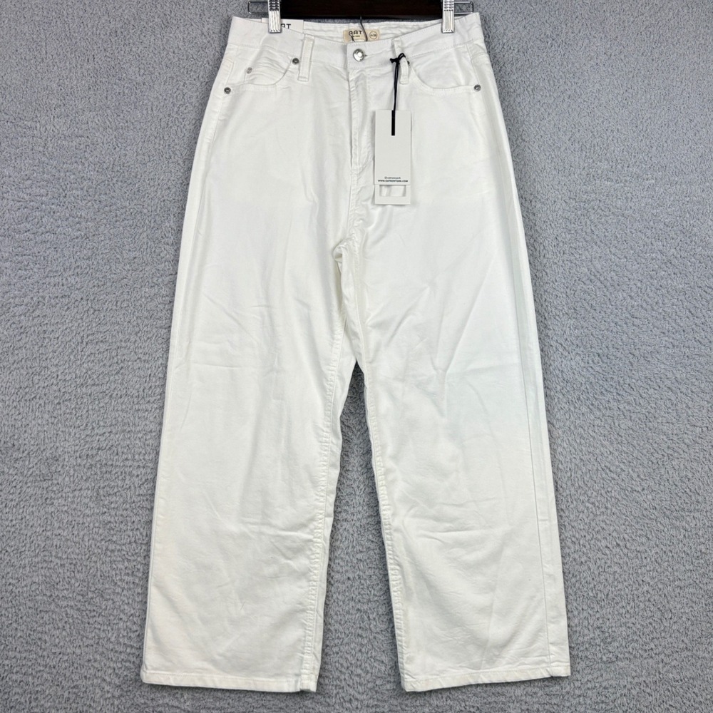 OAT New York Jeans Womens 6/28 White High Rise Wide Leg Cropped Coastal Minimal